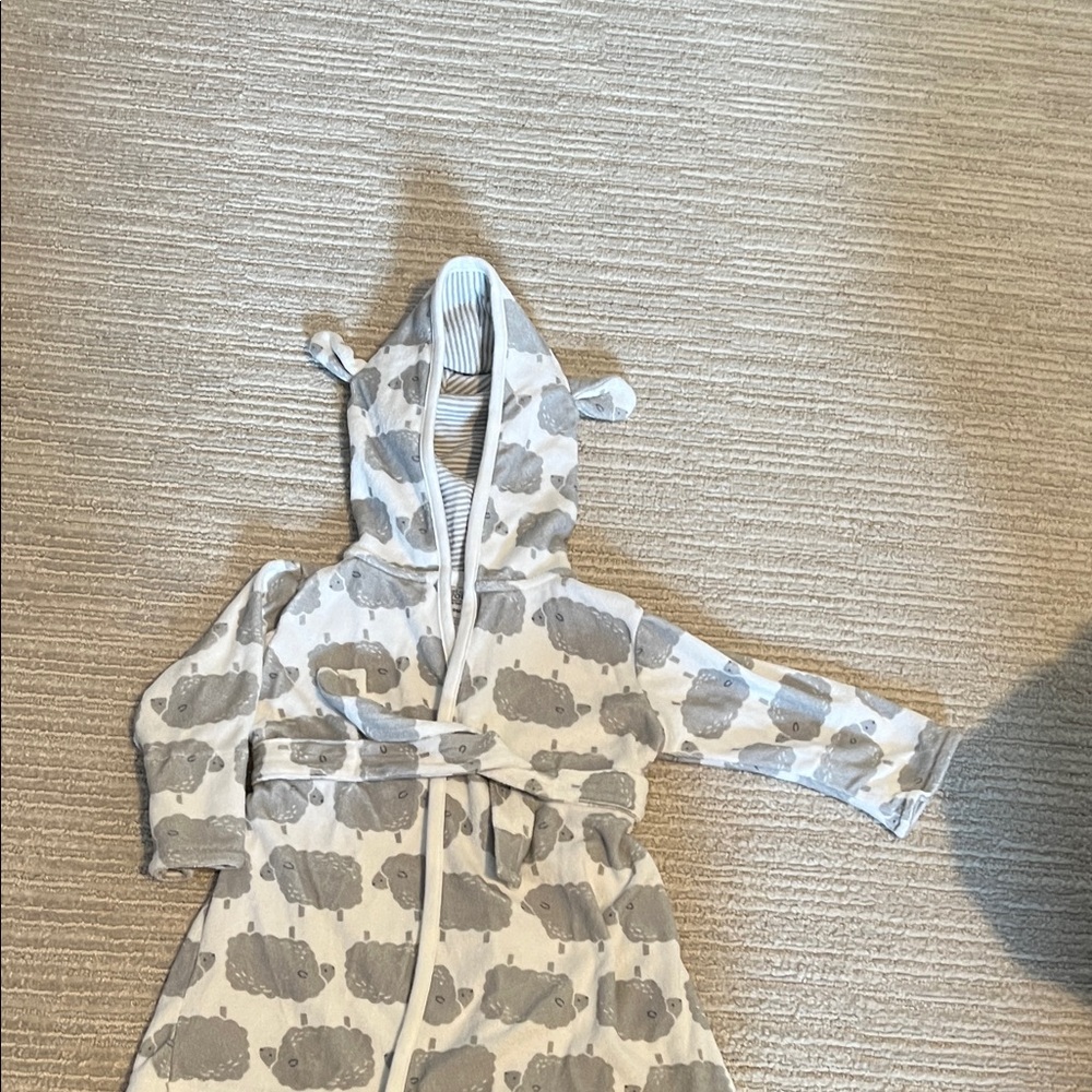 Gray Hooded Kids Bathrobe